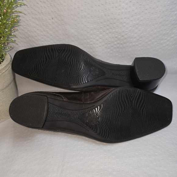 Ara Dark Brown Leather Loafers Square Toe Small Block Heel Womens9.5 - Picture 8 of 11